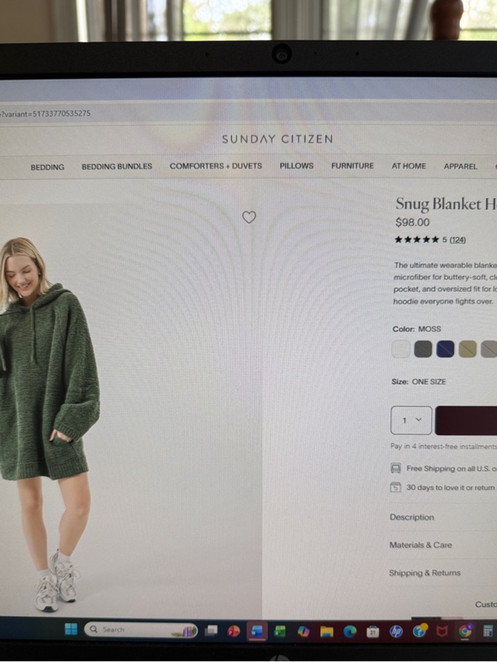 Sunday Citizen Moss Snug Blanket Hoodie Sweater - One Size